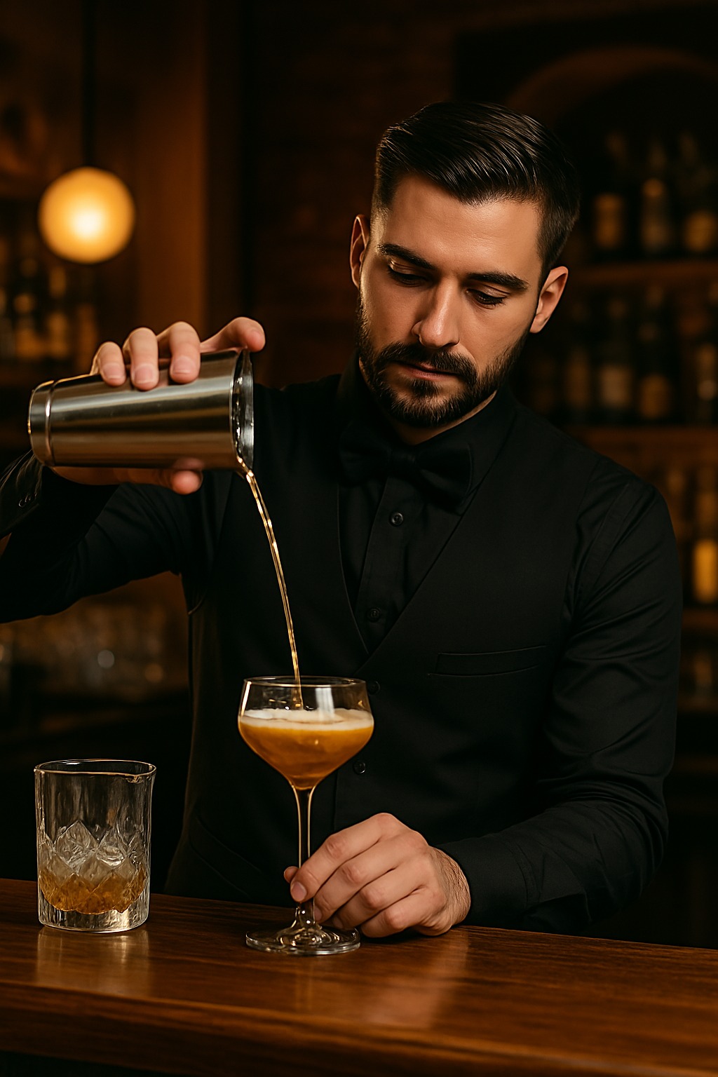 Bartender preparando um drink